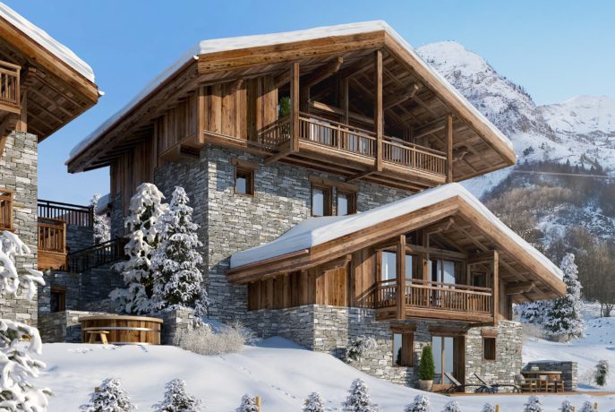 Les Chalets du Nant du Four / Chalet Jade perspective 1 / Saint Martin de Belleville, Savoie